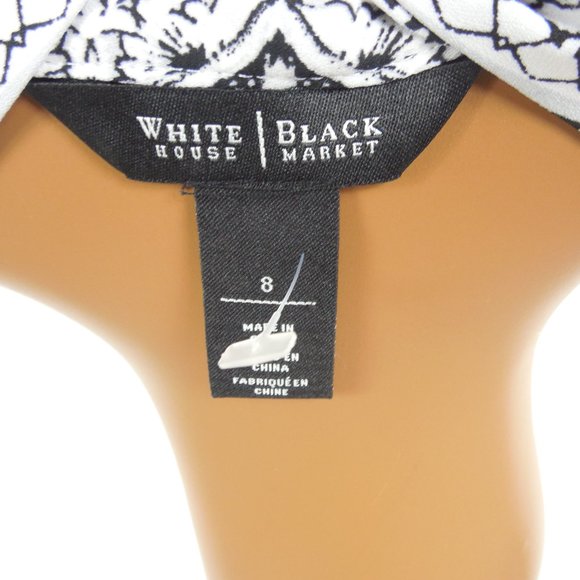 WHITE HOUSE BLACK MARKKET Top M Casual Print Tunic Shirt Drawstring Tie Blouse - Picture 10 of 12